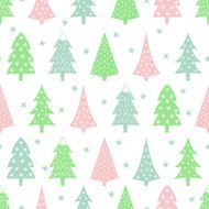 Simple seamless Christmas pattern - Xmas trees stars snowflakes N2