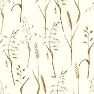Hand drawn watercolor sepia monochrome grass seamless pattern