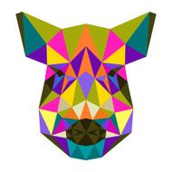 Abstract wild boar Polygonal triangle geometric illustration isolated on white N2