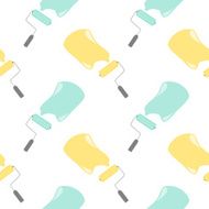 pastel roller brushes colorful seamless pattern illustration