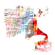 Colorful music background with gramophone N2