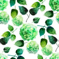 Watercolor green hydrangea pattern N2