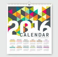 Calendar 2016 colorful triangle geometric template N2