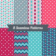 Set of Seamless Patterns with Chevron Polka Dot and Triangles N2