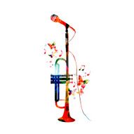 Colorful trumpet with microphone