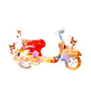 Colorful vespa with butterflies flower ornamented design