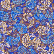 Blue and yellow endless background in oriental style ornament