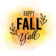 Vector autumn label on colorful watercolor background