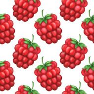 Watercolor seamless pattern with raspberries on a white background