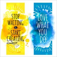 Watercolor splash banners with fun life style messages