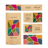 Business cards on grunge paper stained glass design