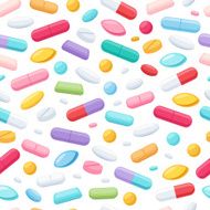 Colorful pills seamless pattern Vector background