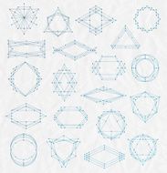 Set of Line art frames on a creased paper background