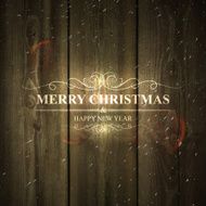 Bright Merry Christmas lettering on Wooden background with snow