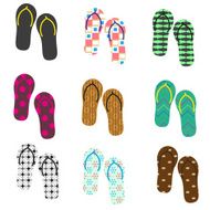 colorful variation of flip flops summer shoes eps10