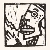 Linocut geometric character- 05