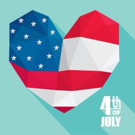 USA Independence day heart and flag low poly style N2