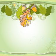 Decorative oak leaves and acorns on a textured background N2