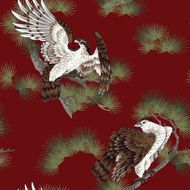 Japanese painting hawk pattern