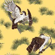 Japanese painting hawk pattern N3