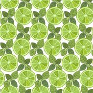 Seamless pattern with slices of lime and mint