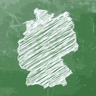 Germany map on green chalkboard background