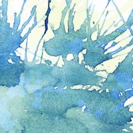 Blue yellow watercolor stains splashes Abstract painted background