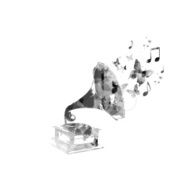 Music background with gramophone