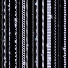Glowing silver chains on black background N2