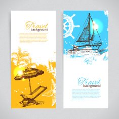 Banners of travel colorful tropical design N2