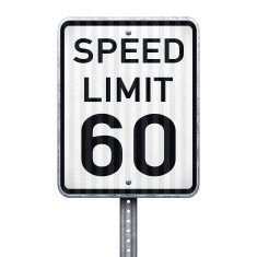 American maximum speed limit 60 mph road sign