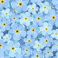 Seamless background with blue forget-me-not flowers Vector illustration