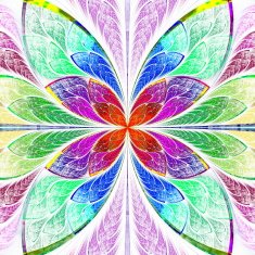 Symmetrical multicolor fractal flower in stained glass style N2