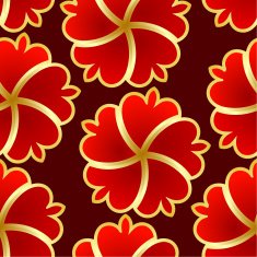 Abstract seamless texture with red gold flower N2