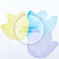 Abstract Watercolor Blue and Yellow Flowers Background
