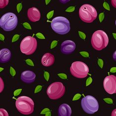 Seamless background with plums Vector illustration