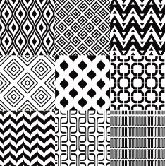 seamless monochrome geometric pattern set N5