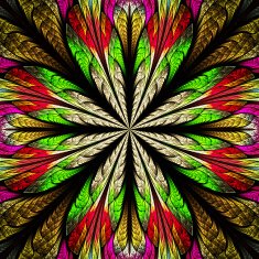 Symmetrical pattern in stained-glass window style Red and green N2