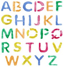 Colorful watercolor alphabet letters N2