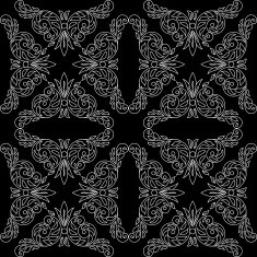 black seamless pattern with floral light elements - vector