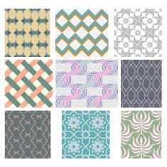 Set of 9 seamless geometric and line shape patterns set 2