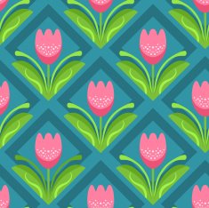 Seamless pattern with pink tulips