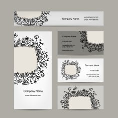Business cards design floral ornament N3