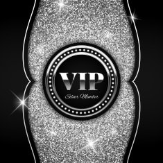 Silver VIP vector illustration on shiny glitter background N2