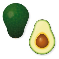 Whole and Halved Avocado Fruit Vector Icon