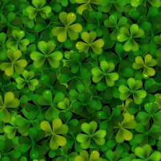 Seamless pattern with green realistic Saint Patricks day shamrock leaves N2