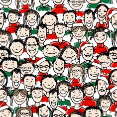 Christmas party with group of people seamless pattern N2