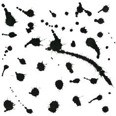 Set of various ink splatter