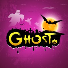 Halloween Ghost message on purple background N2