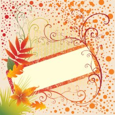 Grunge vector frame with Autumn Leafs Thanksgiving